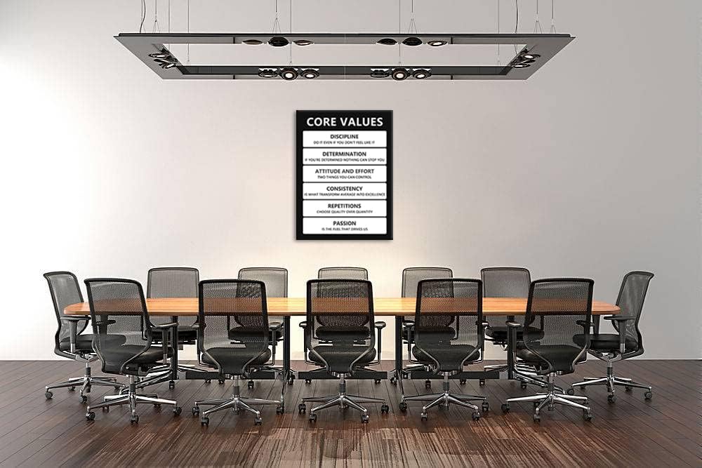 Core Values Inspirational Canvas Wall Art Office Wall Decor Inspiration Poster Motivational Painting Prints Artwork Wall Pictures for Living Room Home Decor Framed Ready to Hang[30″W X 40″H]