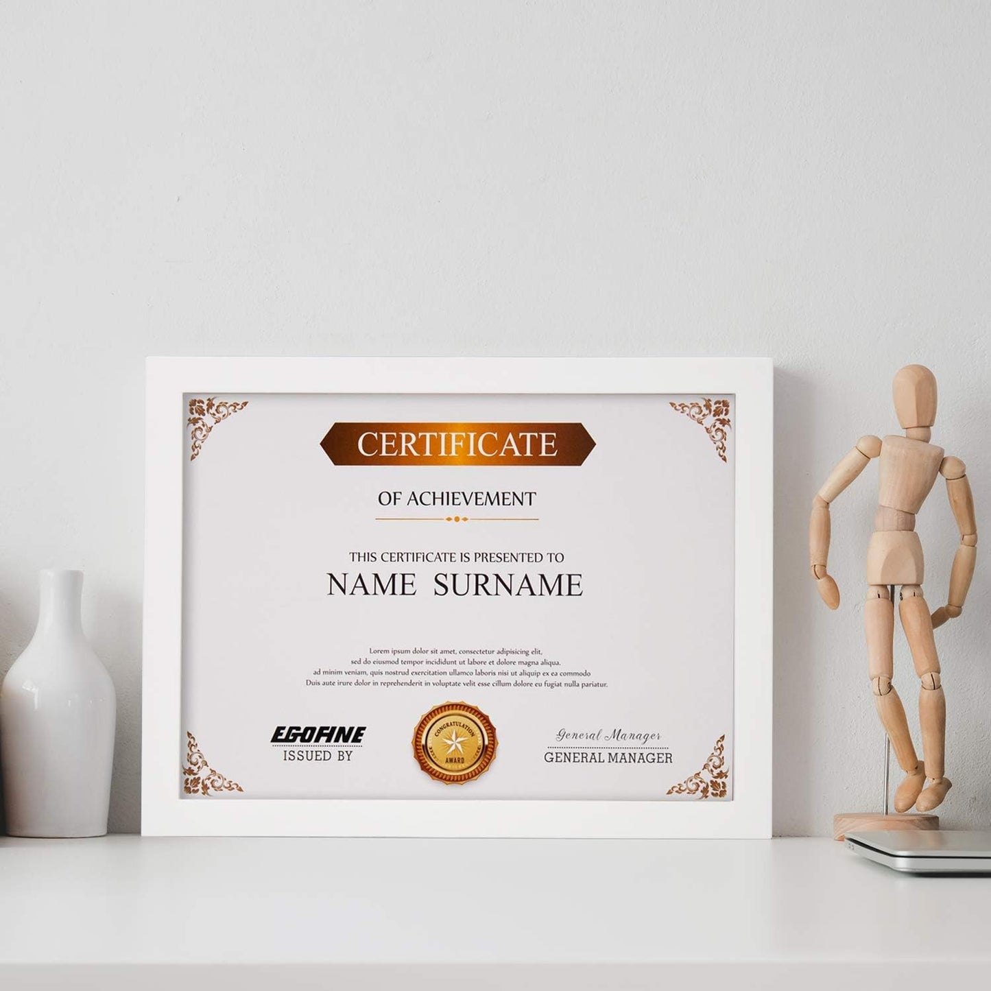 Egofine 8.5x11 Picture Frames Set of 4, Made of Solid Wood Covered by Plexiglass for Document,Diploma, Certificates and Degree, for Table Top Display and Wall Mounting Photo Frame White