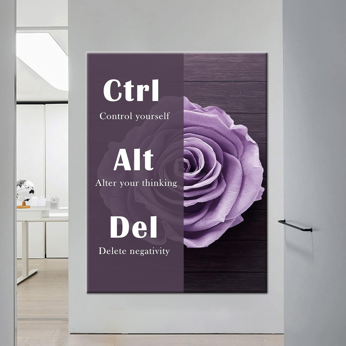 Inspirational Print Positive Control Yourself Paintings Motivational Canvas Wall Art Entrepreneur Quote Poster Artwork Ready to Hang Modern Home Living Room Gym Office Artwork Decor [30''Wx 40''H]