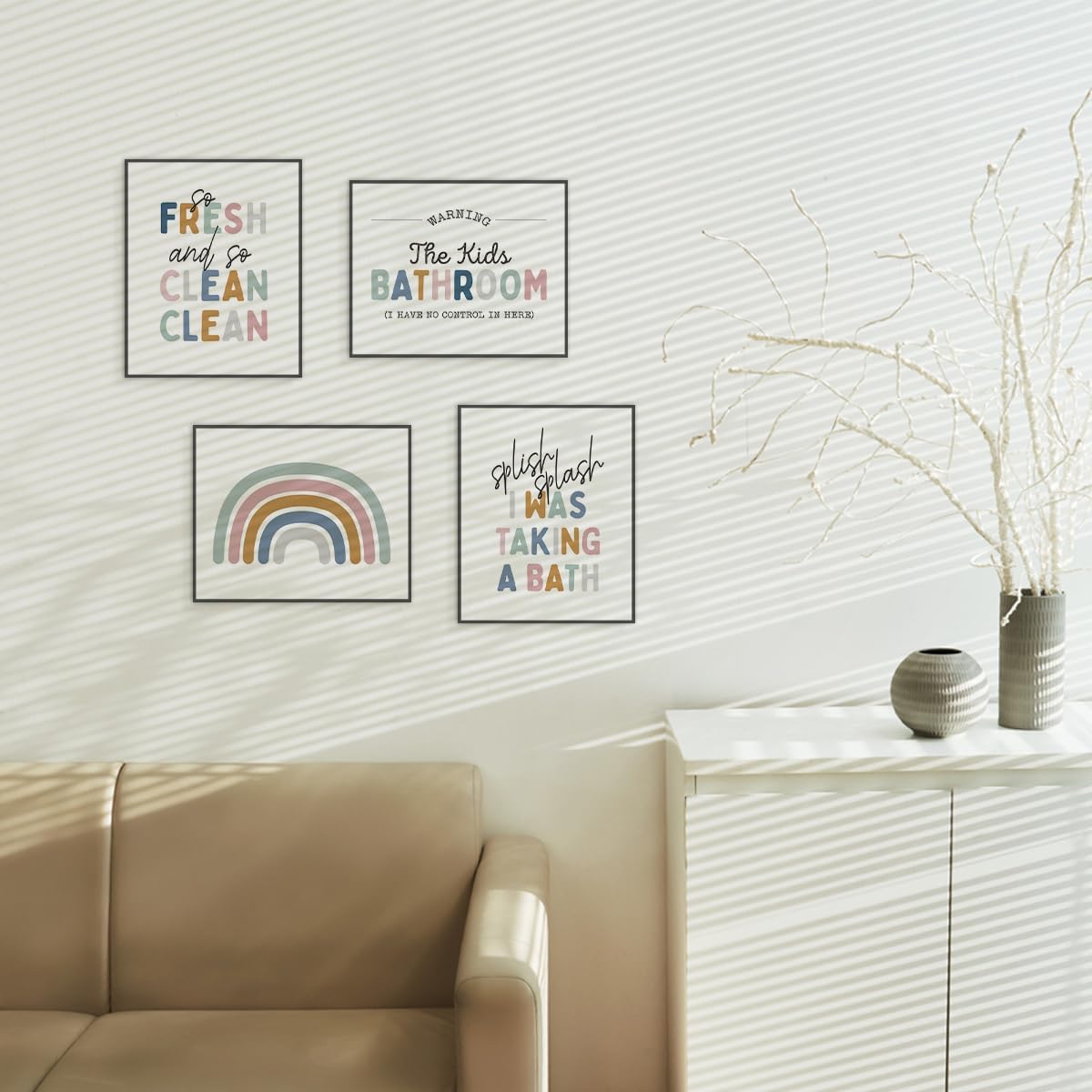 ETVISO Alphabet Numbers Posters Set of 4, Let's Play Let's Read Wall Decor for Classroom Toddler Playroom Nursery, 8x10 (Unframed)