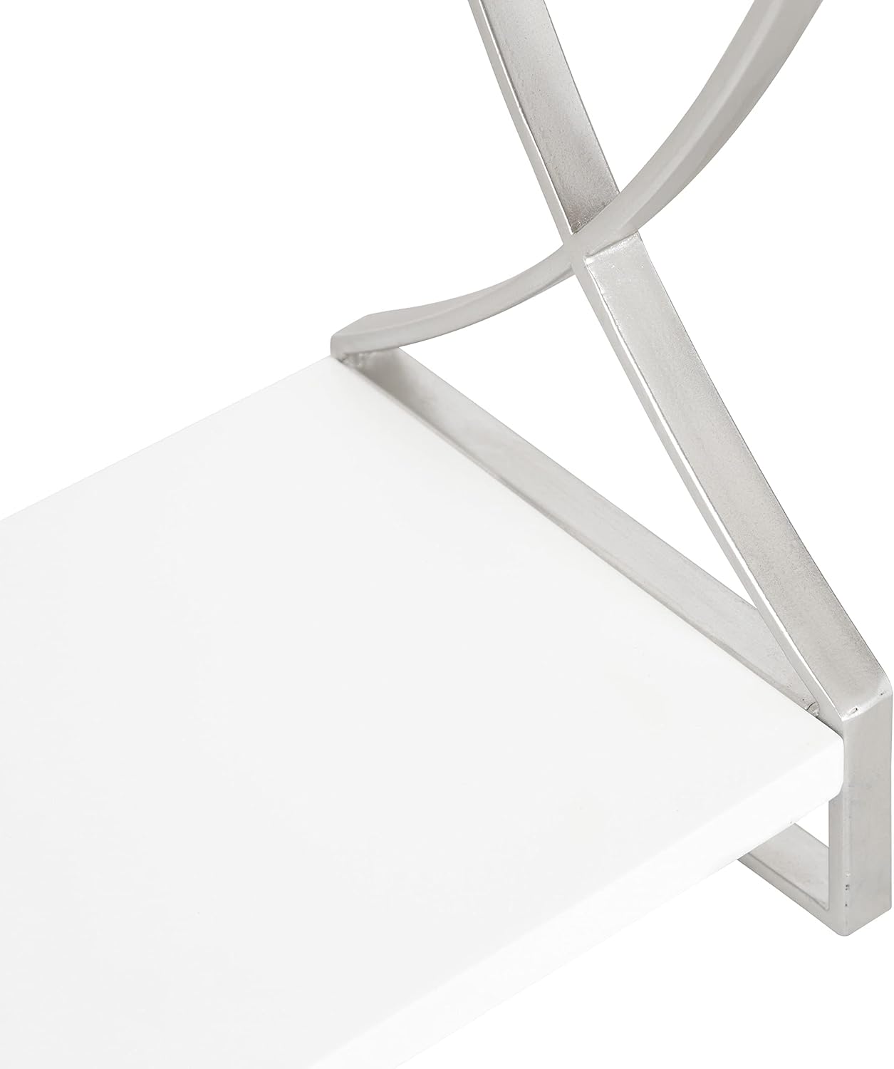 Kate and Laurel Arietta Modern Glam 3-Tier Wood and Metal Shelf; 18 x 7 x 28; White and Silver; Chic Contemporary Storage and Decor