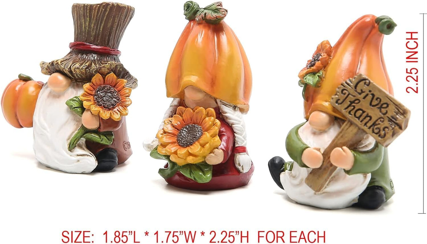 Hodao Thanksgiving Decorations Indoor - Resin Fall Gnome Figurines with Pumpkin and Sunflower, Harvest Autumn Table Decor, for Family and Friends, Holiday Thanksgiving Centerpiece