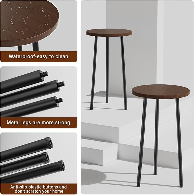 Plant Stand Indoor 2 Pack: Corner Wood 20 Inch Plant Stand Mid Century Modern Decor - Small Round Plant Table for Indoor Plants - Outdoor Plant Holder for Patio Living Room Bathroom Office (Walnut)