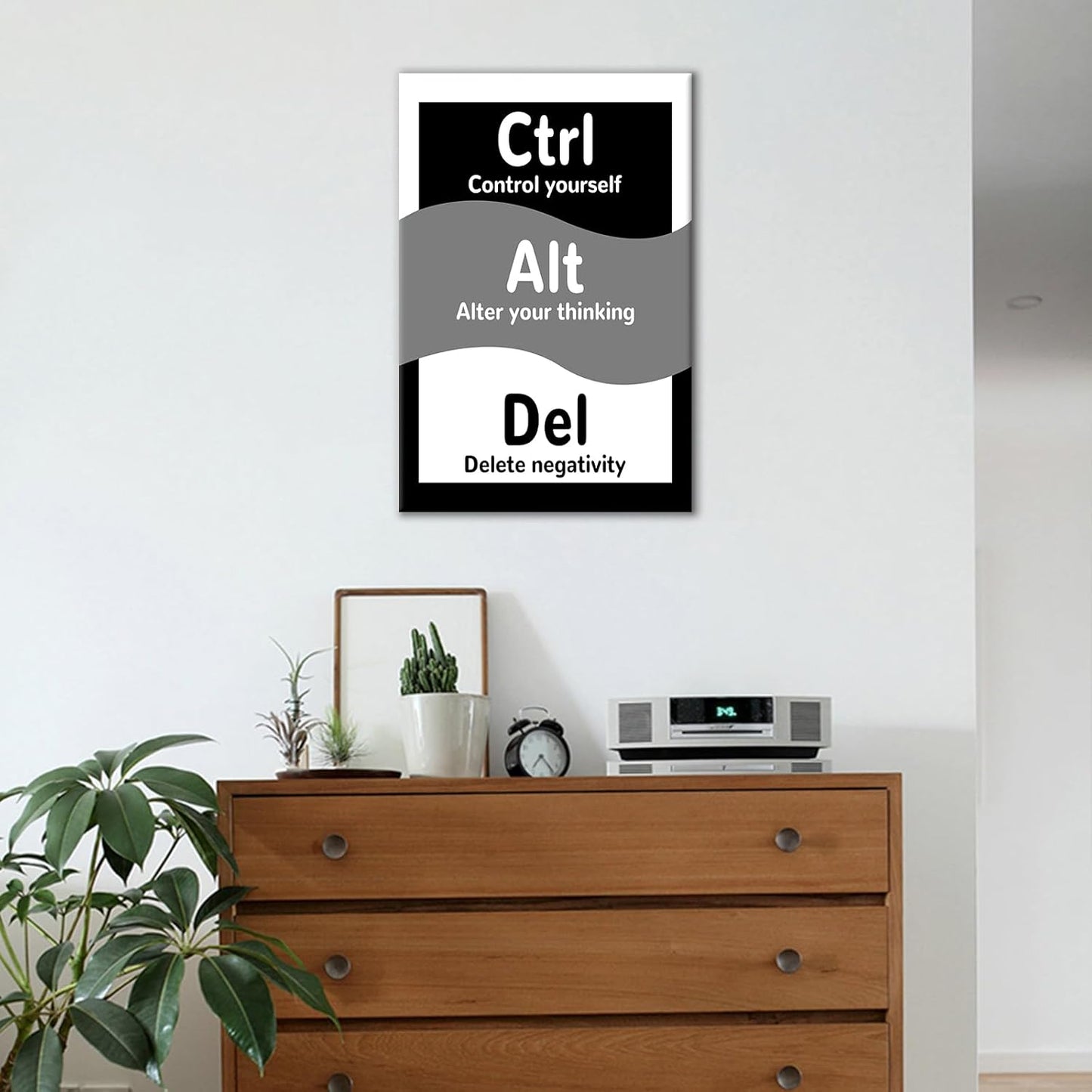 Inspirational Canvas Wall Art Ctrl Alt Del Motivational Home Decor Entrepreneur Quotes Picture Poster Modern Inspiring Artwork for Modern Home Bedroom Bathroom Gym Stretched and Framed [12''Wx18''H]