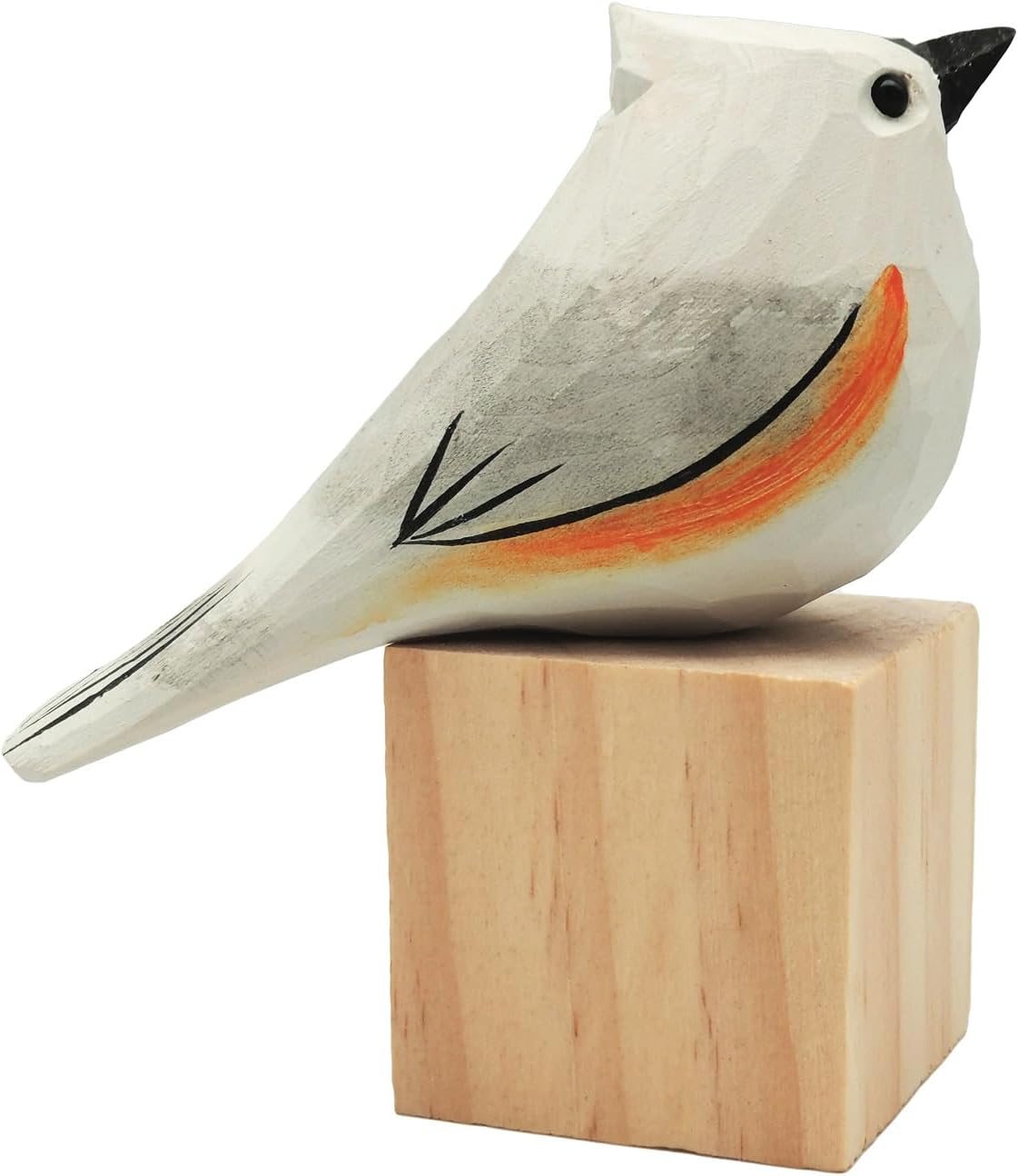DIYOMR Hand Carved Wooden Bird Sculpture, Artistic Animal Decor, Vivid White Bird Statue for Home Table Ornament
