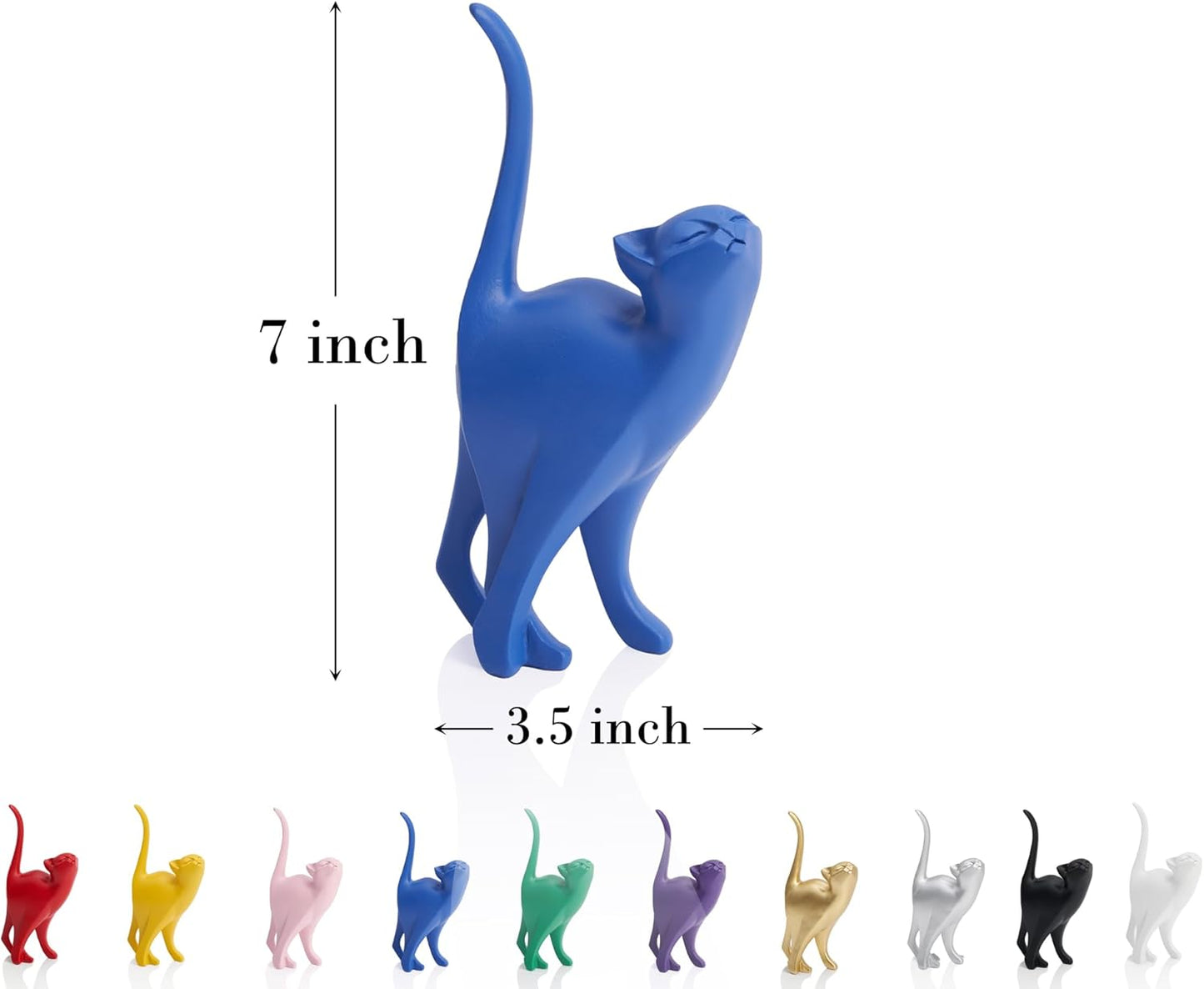 Blue Cat Statue Modern Abstract in Multiple Colors, Ideal Indoor Decor & Gift for Cat Lovers, Artistic Home Accents