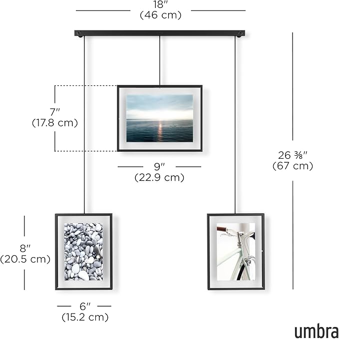 Umbra Exhibit Picture Frame Gallery Set Adjustable Collage Display for 5 Photos, Prints, Artwork & More (Holds Two 4 x 6 inch and Three 5 x 7 inch Images), Black