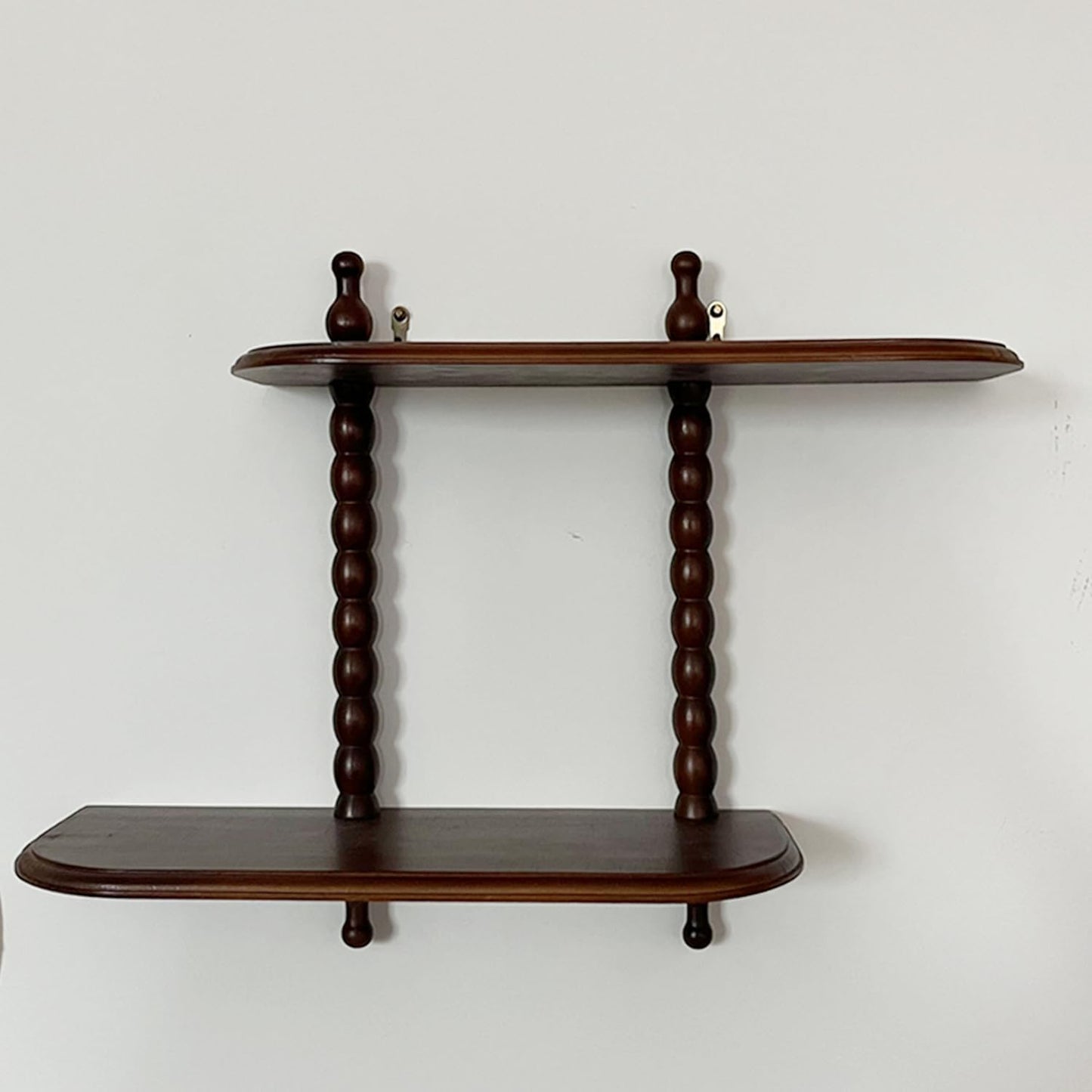 FRIADE 2-Tier Wall Mounted Floating Shelf with Two Roman Column,Decorative Display Shelf for Entrance,Bathroom, Bedroom, Living Room, Kitchen,Office (Dark Brown)