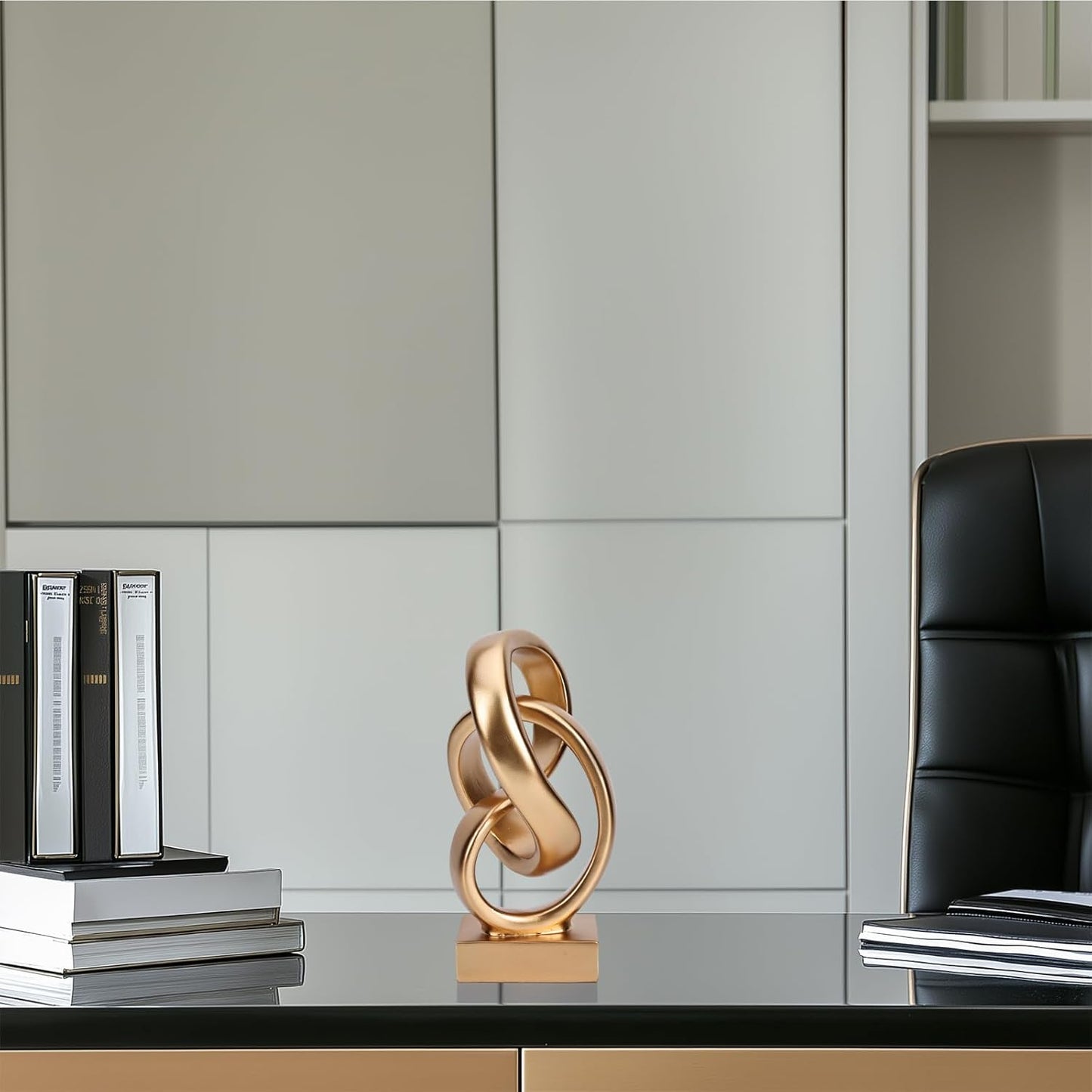 DOVDOV Abstract Gold Knot Statue, Geometric Knot Decor, Gold Decor on Shelf Bookshelf countertop for Living Room Coffee Table Office Coffee Table entryway entryway Desktop Decorative Ornament.