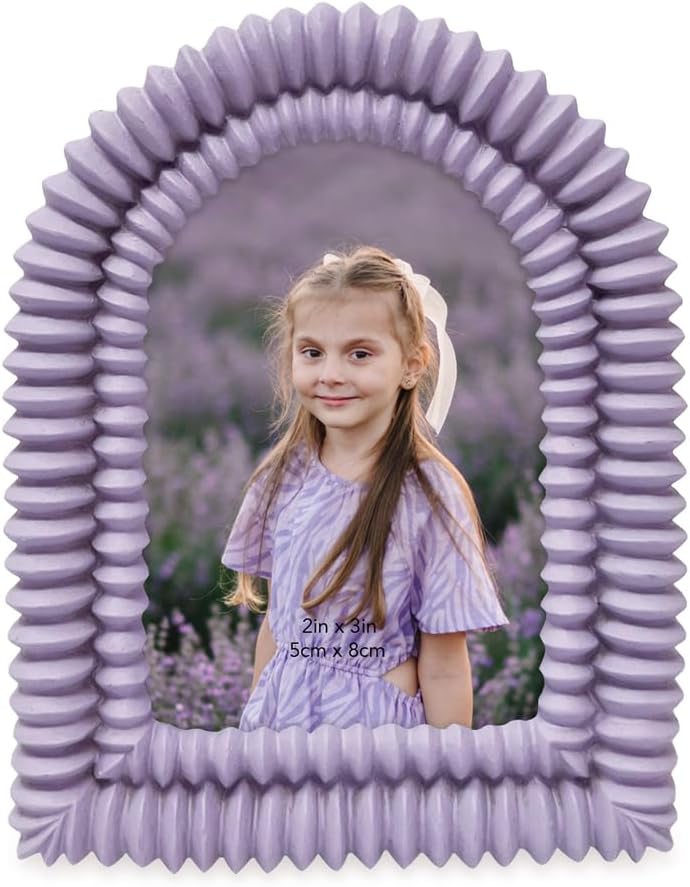 Isaac Jacobs 2x3 Matte Lavender Double Bead Arch Photo Frame with Black Fabric Easel, Tabletop, Wall-Mountable, Shelf and Desk, Decorative Art Design, Home Décor (2x3, Matte Lavender)