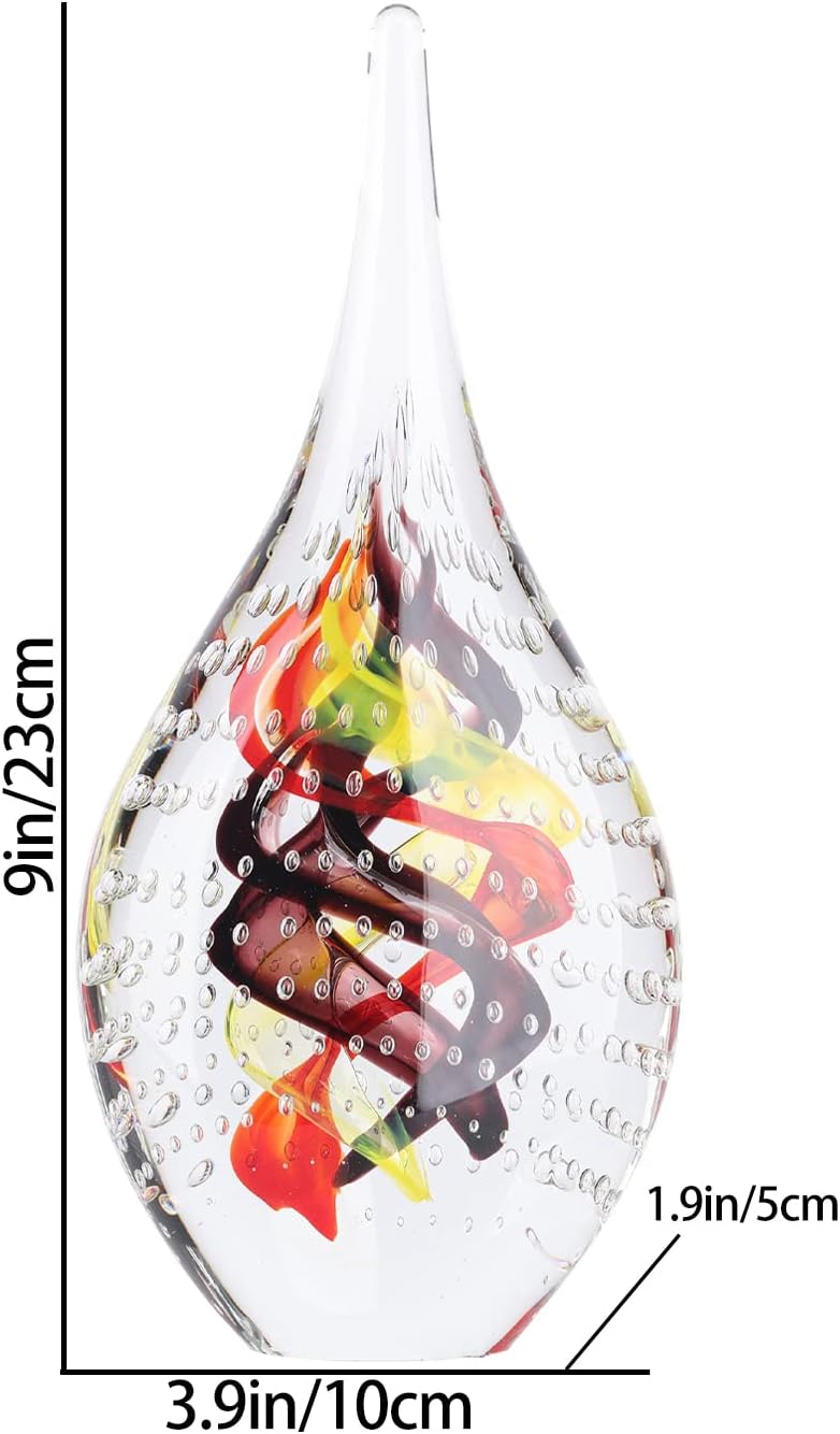 DOVDOV Blown Glass Sculpture, Collectible Stained Glass Art Statue, Unique Teardrop Ornament, Suitable for Office, Bookshelf, Dressing Table, Living Room Coffee Table, or Mantelpiece Display.