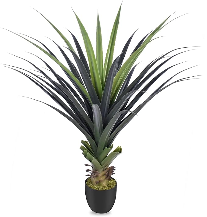 4ft Artificial Spiked Agave Plant, 48" Faux Agave Plants Indoor Small Floor Plant Perfect for Front Porch, Patio, Indoor Outdoor Home, Office Decor 1pcs