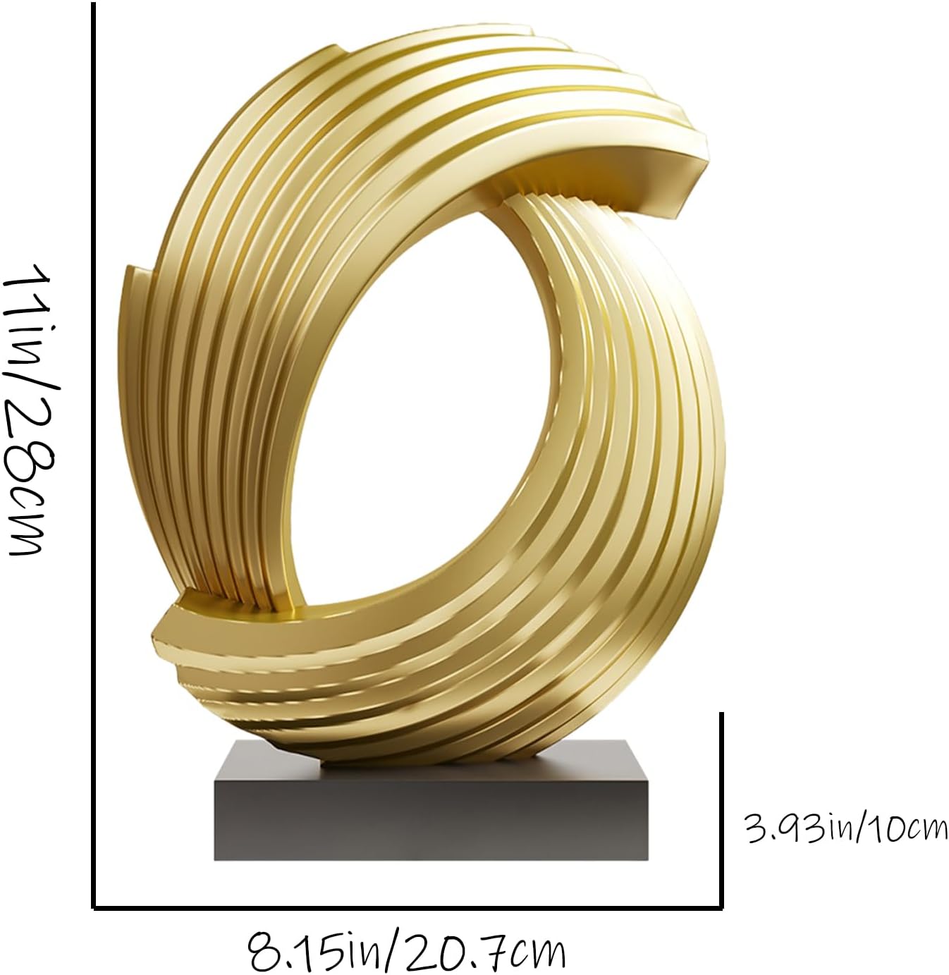 Golden Wave Resin Origami Statue Modern Abstract Home Decoration Emphasizes Abstract Office Desk Carving Table Family Bedroom Living Room Garden Office Golden Stripe Decoration (B)