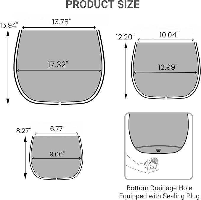 Wallowa Large Outdoor Planter, 17.32"+12.99"+9.06" Dia Round Weathered Concrete Planter Set of 3, Flower Pots with Drainage Holes, Sealing Plug for Garden, Patio, Home, Office, Greenish Bronze Rust