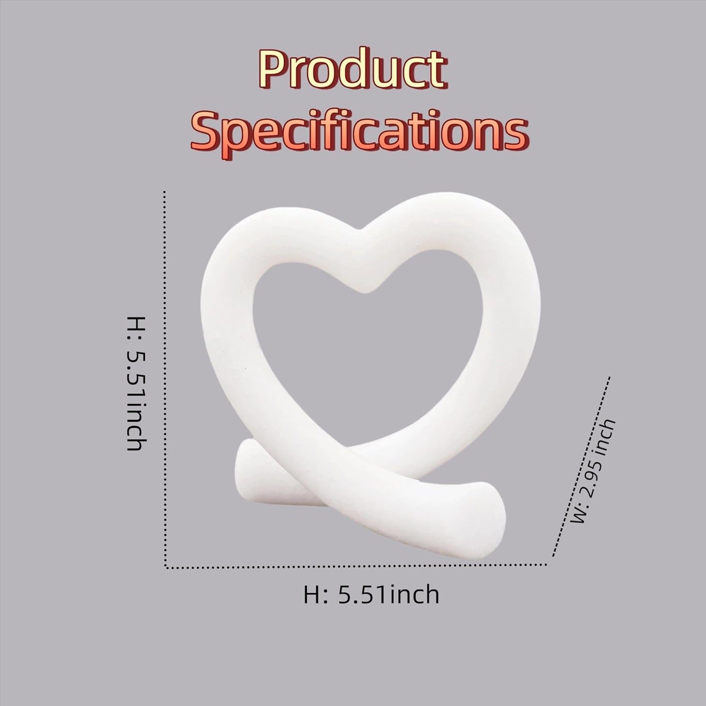 Imitation Marble White Heart Sculpture – Modern Minimalist Love Statue for Romantic Home Decor, Wedding Table Centerpiece for Couples