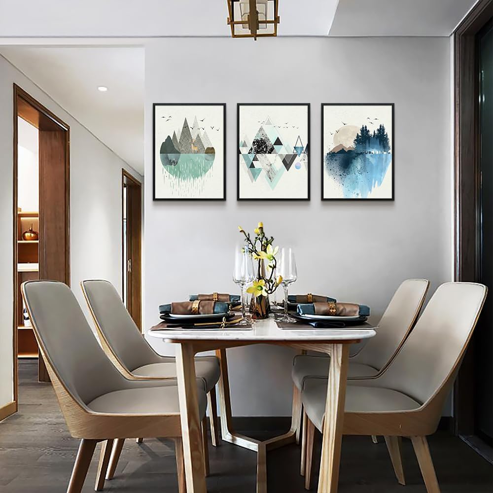 Black Framed Abstract Wall Art - Set Of 3 Piece Framed Art Prints - 16"X24" - Modern Home Decor For Living Room, Bedroom, Office Wall Decor