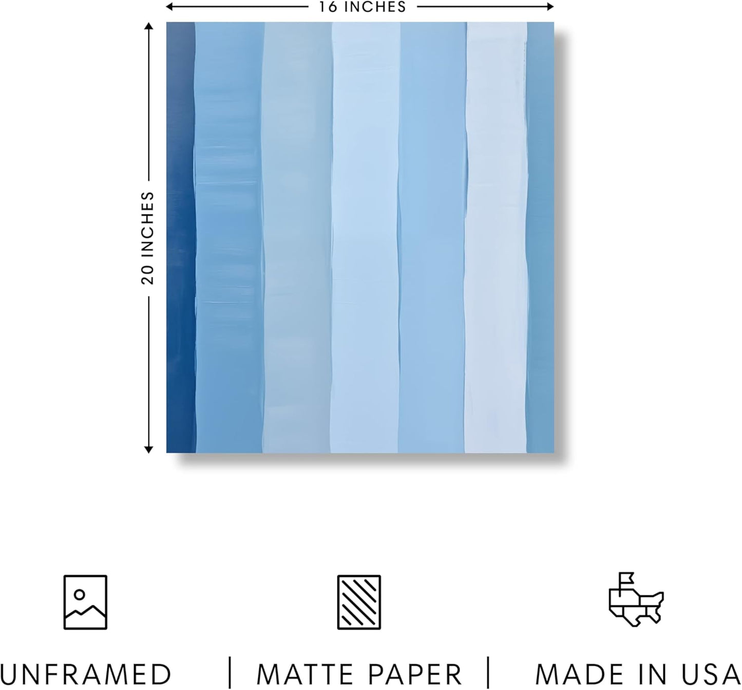 HAUS AND HUES Modern Abstract Wall Art - Blue and Green Living Room Art, Modern Artwork for Walls, Minimalist Picture for Living Room(Painted Stripes, Unframed, 16x20)