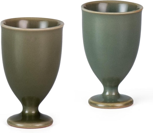 KAMMAK Ceramic Tea Cups Small, Cute Vintage Coffee Cup Set of 2, Porcelain Teacups Espresso Mug, 0.8oz Hand Painted Chinese Afternoon Tea Party Mugs, Birthday Gift for Women Men, Yueyao Qingfeng