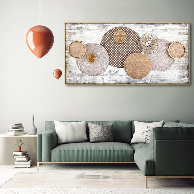 Wall Art Floral Rustic Wall Decor Yellow and White Canvas Painting Abstract Wall Art for Bedroom Living Room Dining Room Home Office Decor 20"x40" with Framed
