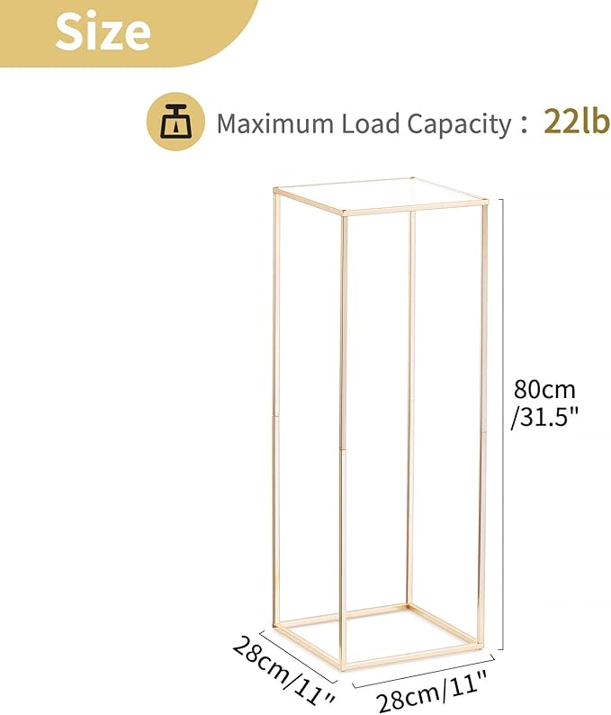 Nuptio 10 Pcs Gold Vase Metal Column Stand Road Lead Geometric Centerpiece Vase for Tables, 31½ inch Tall Floor Vases Decorative Tall Flower Rack for Home Event Party Wedding Decorations for Reception