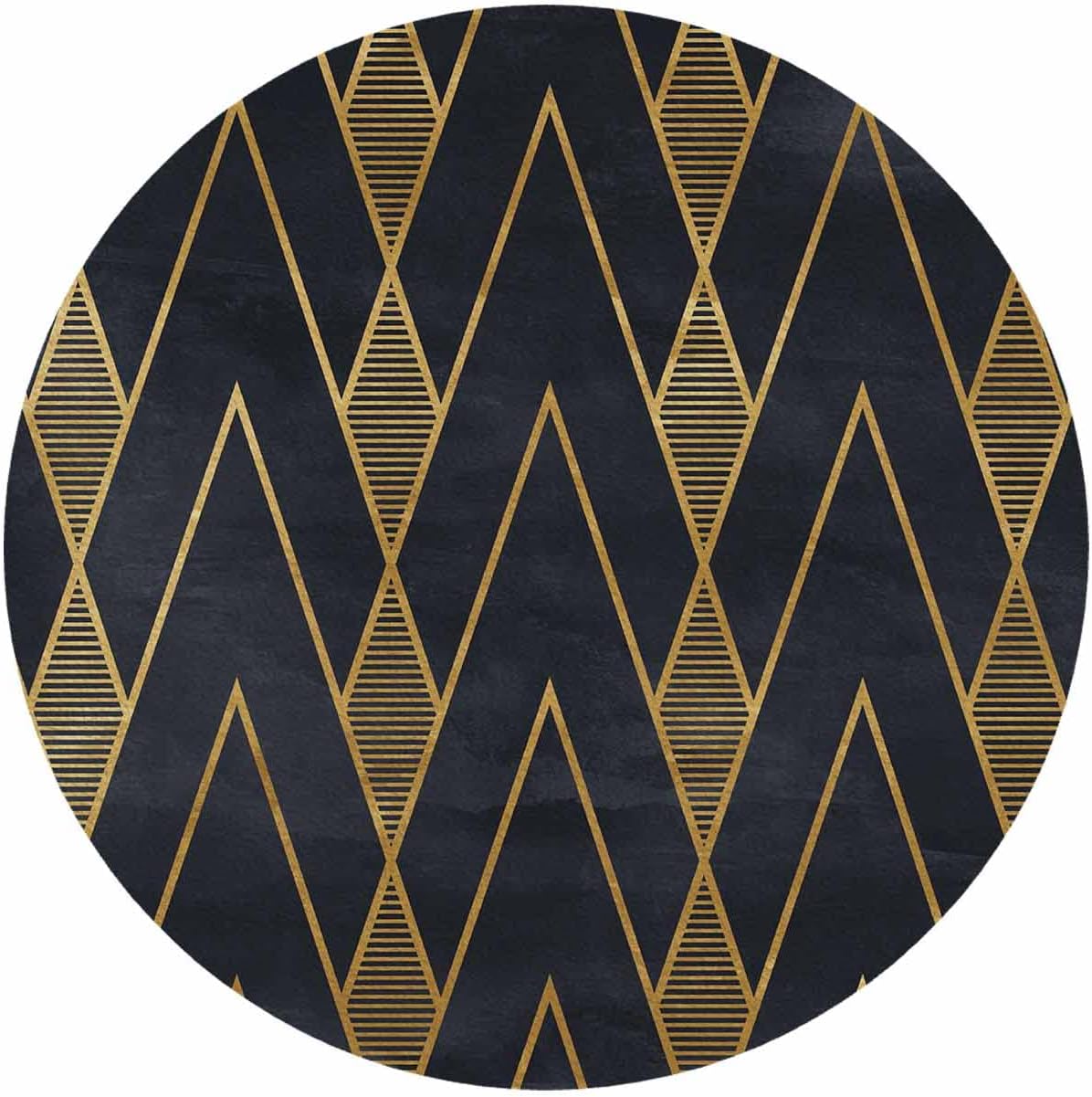 IBILIU Art Deco Coasters for Drinks,Set of 6 Leather Coaster,Golden Geometric Retro Blue Black Round Drink Coaster Cup Coasters for Home Kitchen Office Bar