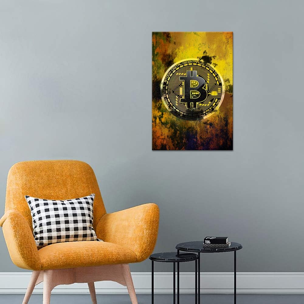 Bitcoin Inspirational Wall Art Motivational Entrepreneur Pictures Cryptocurrency Trader Hodler Canvas Painting Modern Hodl Crypto Btc Posters Prints Artwork for Office Decorations Framed (24¡±Wx36¡±H)