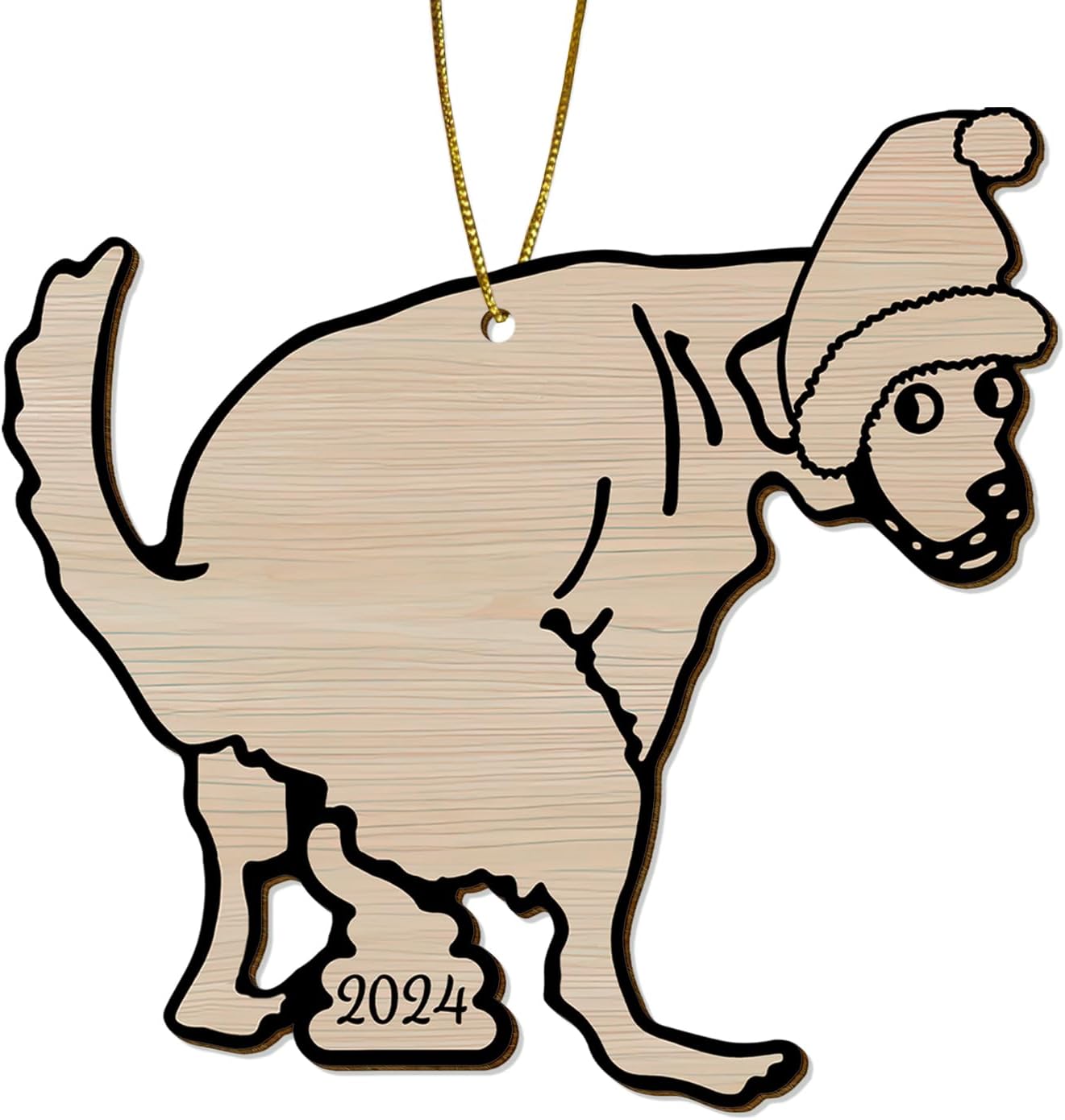 Humorous Dog Christmas Tree Keepsake Ornaments, Funny Dogs Themed 2 Side Printed Flat Wooden Ornament, Xmas Hanging Decor