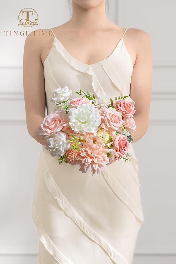 TINGE TIME Fake Flowers Artificial Flowers Peonies Bulbous Chrysanthemum Daisy Hydrangea Sunflower Violets Dahlia Daffodils Epiphyllum Orchid Cherry Blossom Camellia Leyaron (Pink)