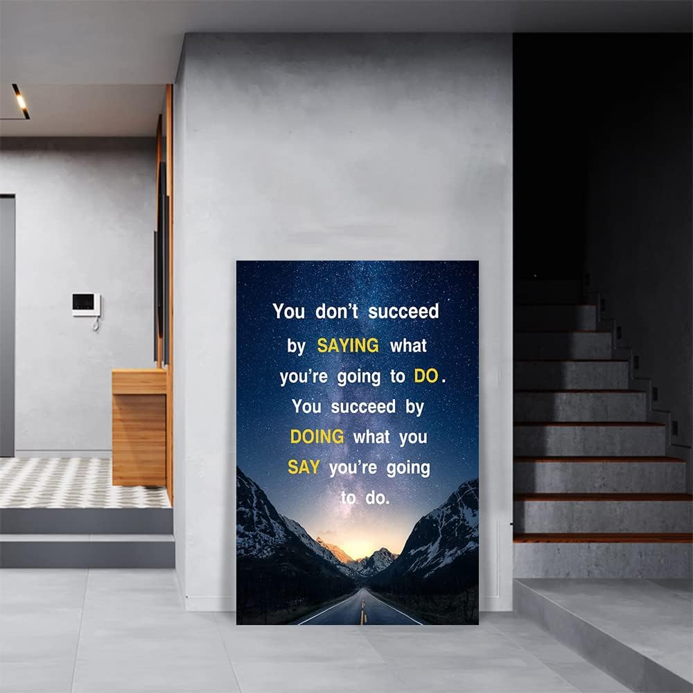 Framed Office Decor Paintings Positive Inspirational Canvas Decoration Wall Pictures Inspirational Quotes Starry Sky Wall Art Ready to Hang-24 inch x 36 inch