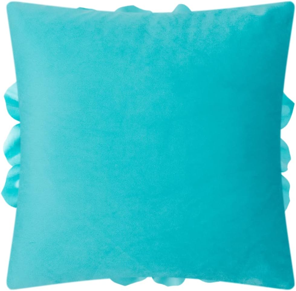 Decorative 3D Flower Throw Pillow Covers Handmade Pillowcases for Sofa Bed Home Room Decor 18 x 18 Inch Teal