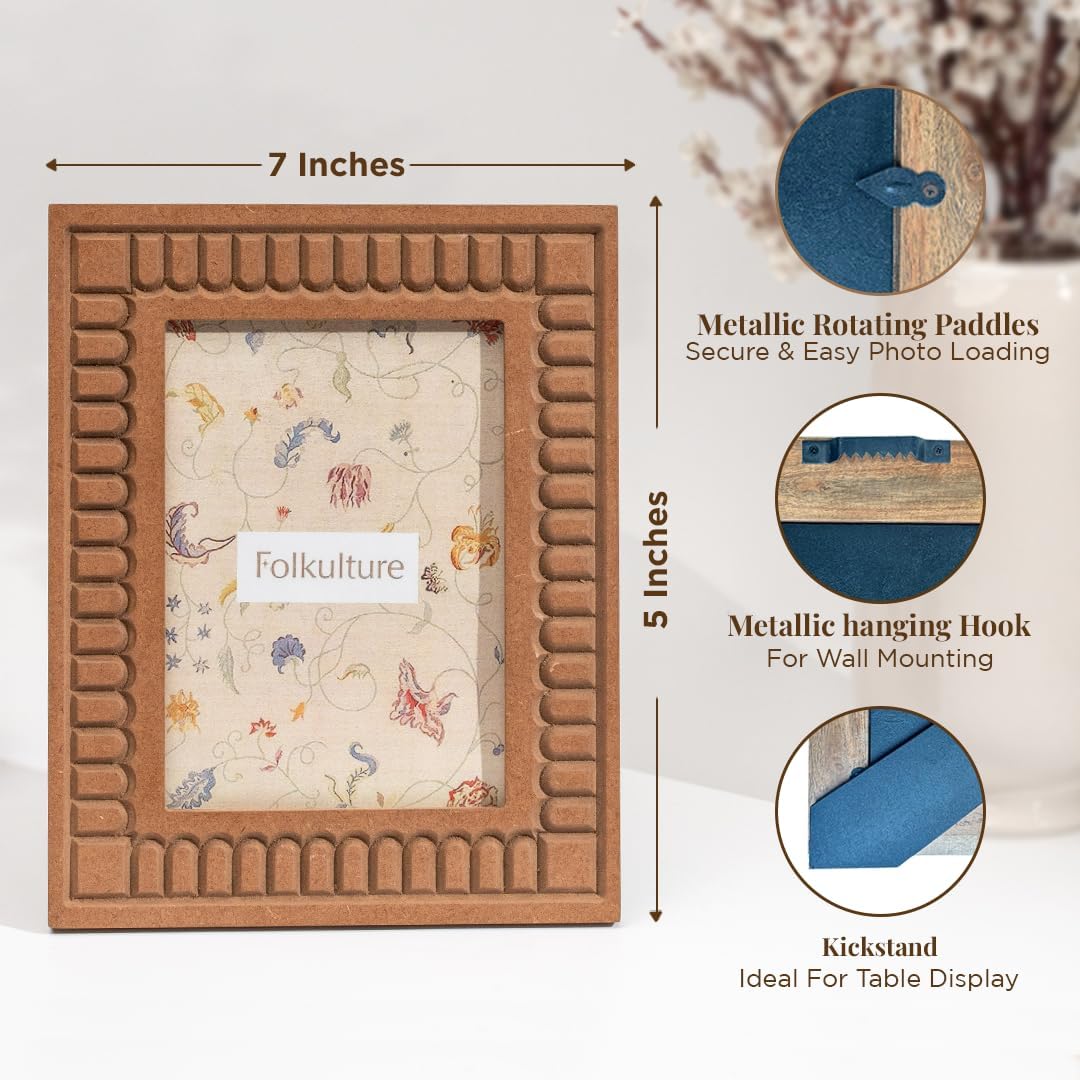 Folkulture Picture Frames | (5 x 7) Wooden Fall Picture Frame- Wall Decor | House Decor- Birthday Gift for mother | Large Picture Frames for Office Decor| Photo Frame Gifts for Women, Wedding.