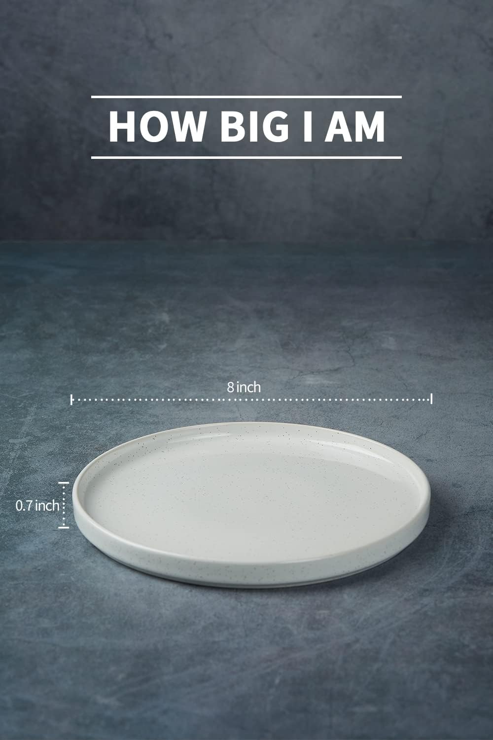 famiware Nebula 6 Pieces Salad Plates Set, 8 inch Dessert Plates, Scratch Resistant, Stoneware Dinnerware, Kitchen Modern Rustic Serving Dishes, White with Speckled