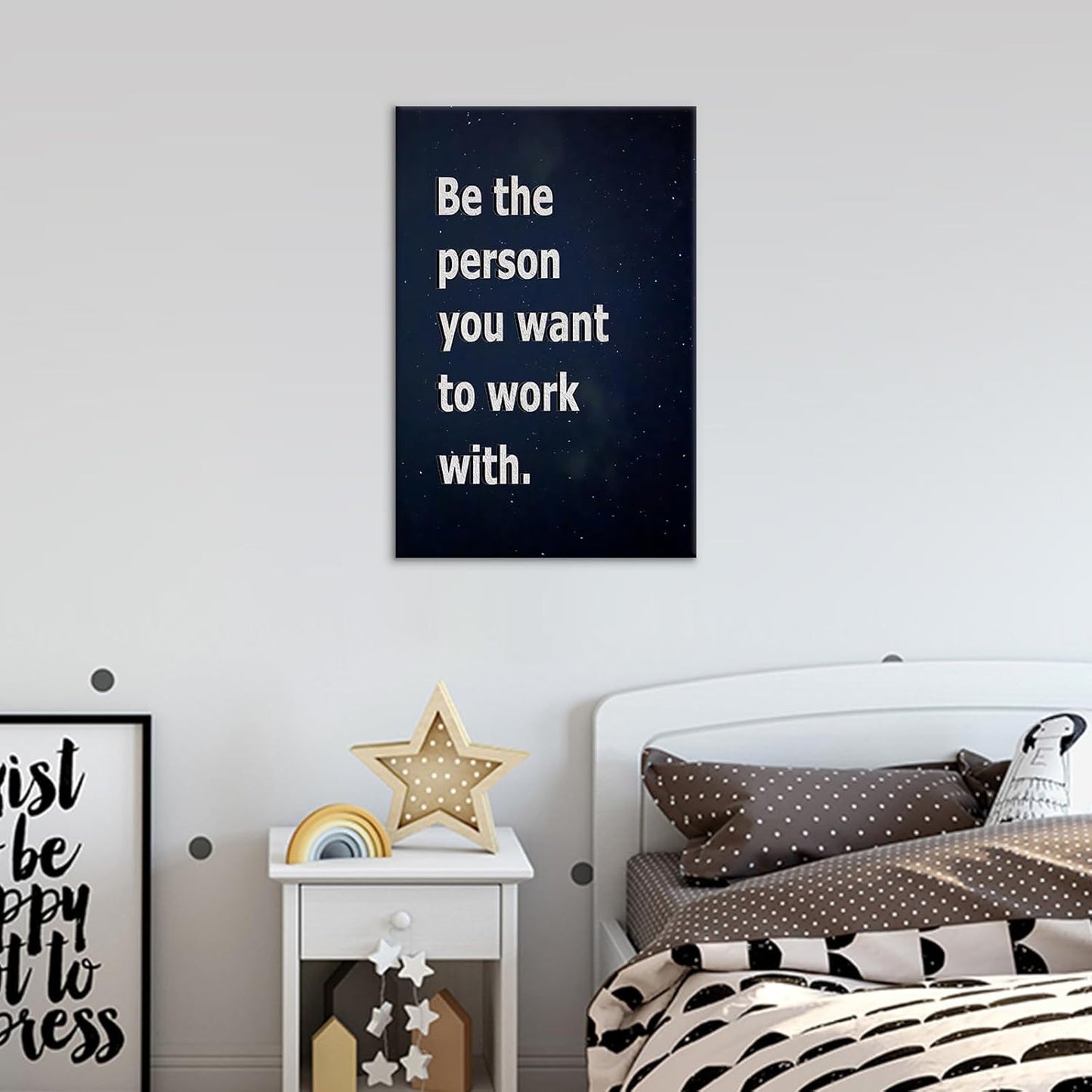 Inspirational Canvas Wall Art Home Decor Motivational Entrepreneur Quotes Poster Print Be the Person You Want to Work with Picture Painting Artwork for Bedroom Bathroom Ready to Hang [12''Wx18''H]