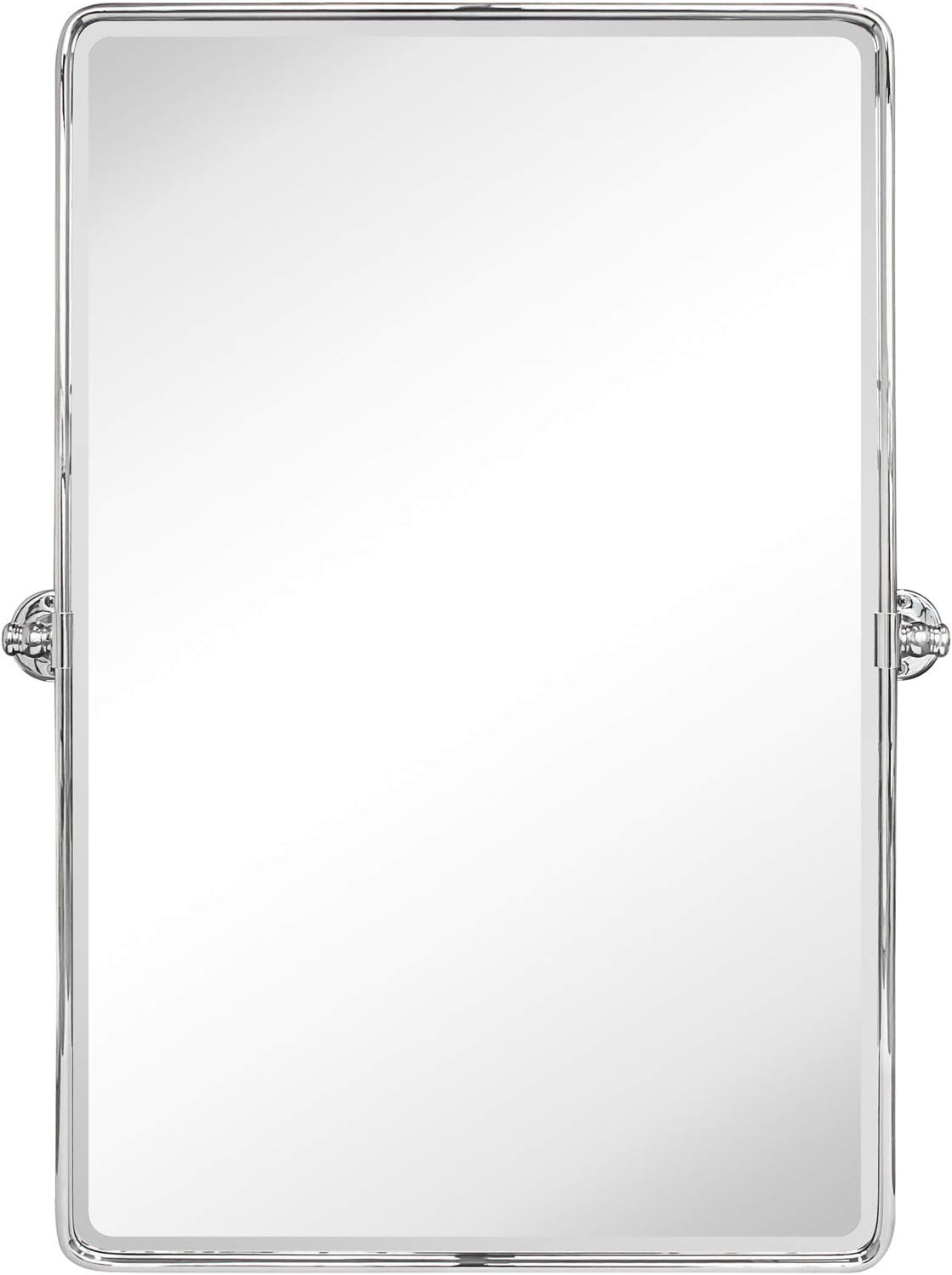 Farmhouse Pivot Rectangle Bathroom Mirror Chrome Metal Framed Tilting Beveled Vanity Mirrors for Wall, Overall 23.91 x 30 inches (Mirrror 20 x 30 inches)