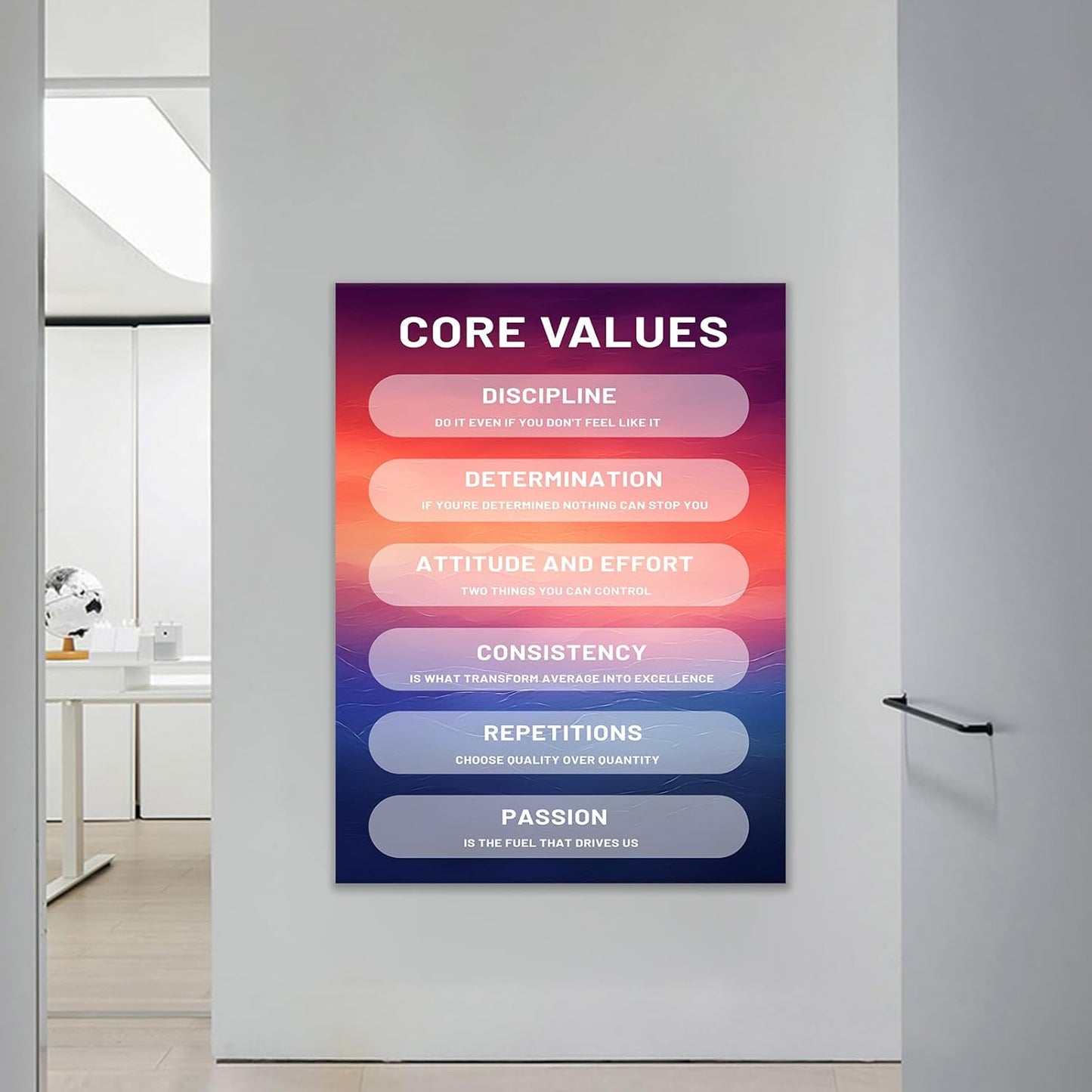 Core Values Motivational Canvas Wall Art Large Inspirational Poster Print Colorful Background Canvas Picture Painting Artwork for Modern Home Living Room Office Gym Ready to Hang [30''Wx 40''H]