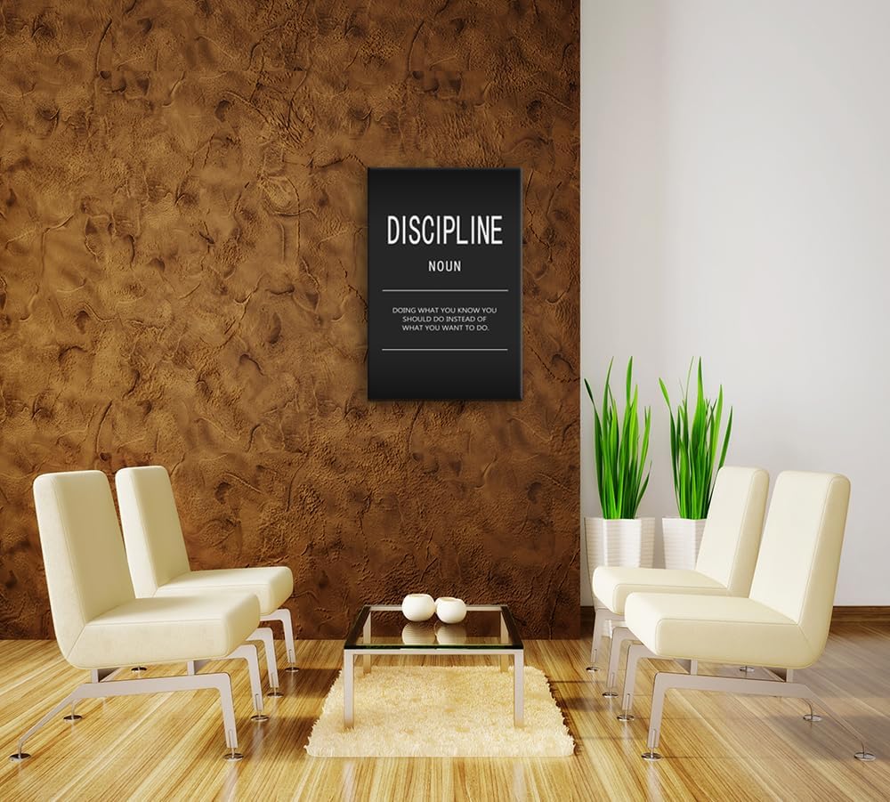 Inspirational Canvas Wall Art Success Office Decor Motivational Painting Discipline Noun Pictures Inspiring Entrepreneur Quote Posters Prints Artwork Home Living Room Decor Framed[24" W x 36" H]