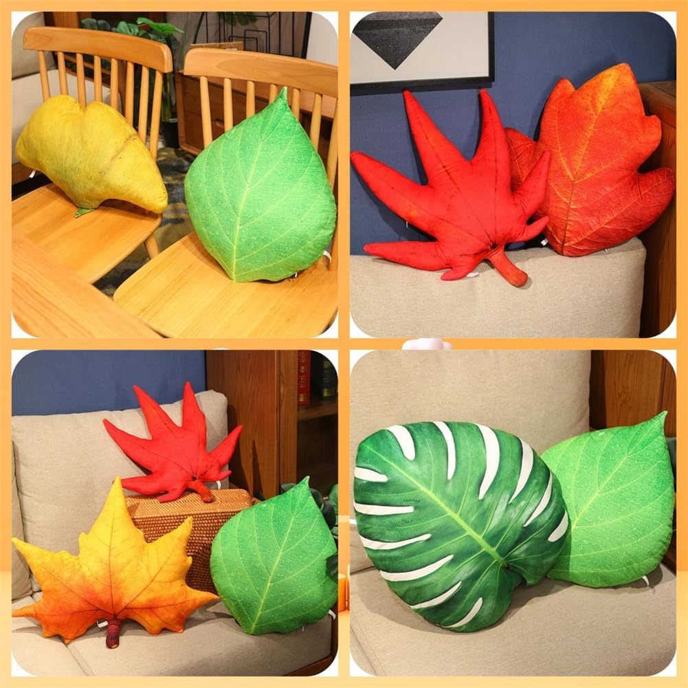 LYFJMUS Leaf Shaped 3D Throw Pillows Soft Plush Maple Leaves Pillow Decorative Pillow for Plant Lovers Aesthetic Cute Pillow for Bed Sofa Car Floor Couch Living Room Bedroom Decor (Ginkgo Leaf)