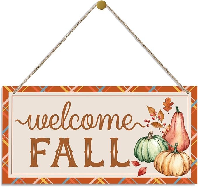 Welcome Fall Sign, Autumn Front Door Porch Hanging Decoration, Decorative Wooden Hanging Signs, Farmhouse Home Wall Decor, Autumn Wall Art, Fall Harvest Party Decorations