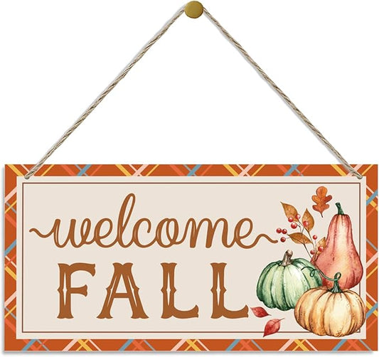 Welcome Fall Sign, Autumn Front Door Porch Hanging Decoration, Decorative Wooden Hanging Signs, Farmhouse Home Wall Decor, Autumn Wall Art, Fall Harvest Party Decorations
