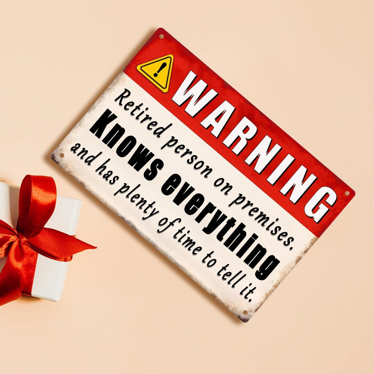 Funny Retirement Gifts For Men Happy Retirement Yard Sign Warning Retired Person On Premises Know Everything Metal Signs Retirement Decorations For Coworkers Retired Gift For Dad Patio Tin Sign