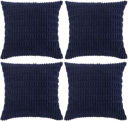 Fancy Homi 4 Packs Dark Grey Decorative Throw Pillow Covers 14x14 Inch for Couch Bed, Rustic Modern Farmhouse Boho Home Decor, Soft Plush Corduroy Gray Cute Square Accent Cushion Case 35x35 cm