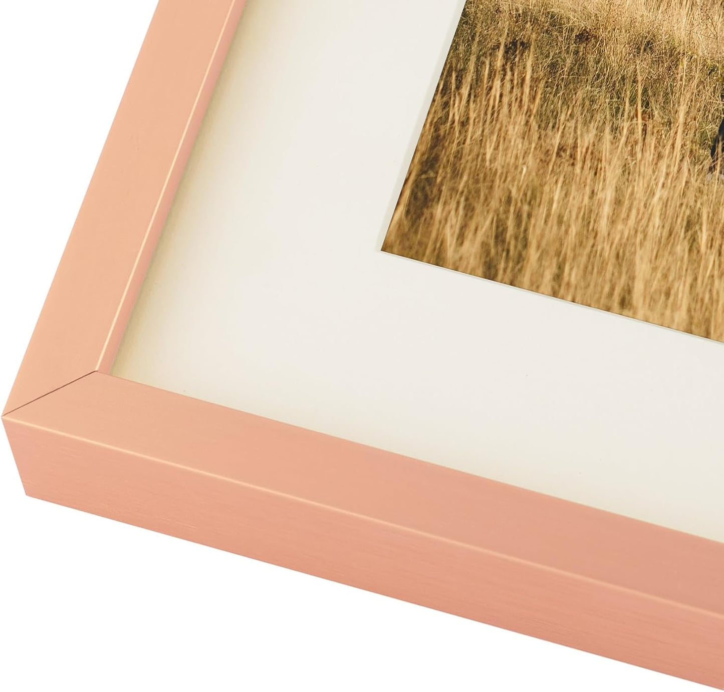 Frametory - 8x20 Aluminum Collage Picture Frame - Display 4x6 Pictures with 4 Openings Mat - Real Glass Front - Horizontal/Vertical Wall Mount - Rose Gold 1 Pack