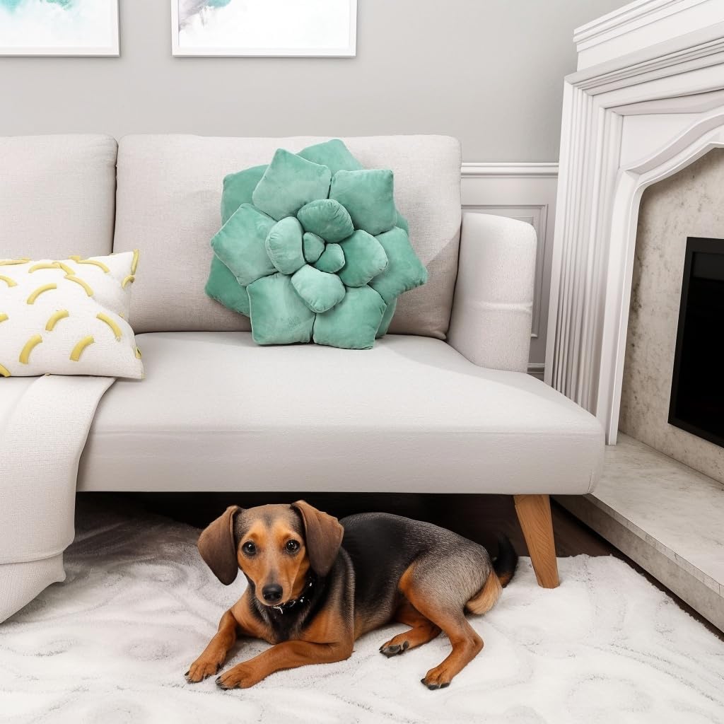 Fleshy Greenery Plush Cushion – Hand-Stitched 3D Flower Throw, Botanical-Shaped Accent for Bedroom, Living Room, and Home Décor 19.68" (50CM)