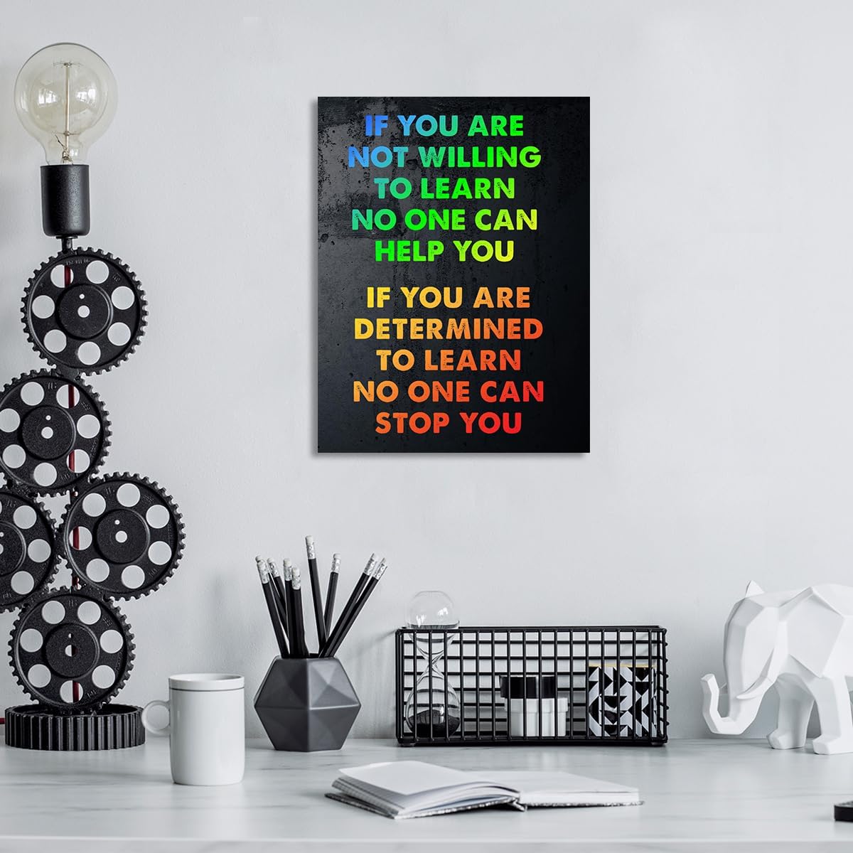 Gwisml If You Are Not Willing To Learn Wall Decor,Inspirational Quotes Canvas Frame Paintings For Office Home Workplace Wall Art Decor