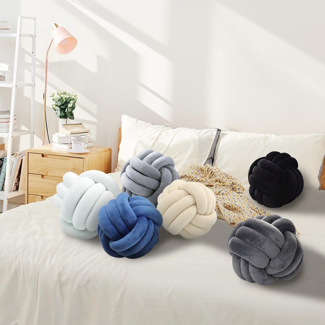 KUCCO Knot Pillow Round Ball Cushion,Children Room Decoration Plush Toys Photography Props (Orange,35cm