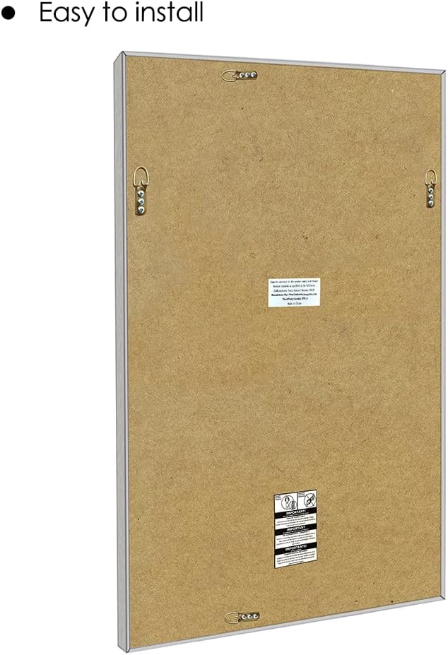 Metro Beaded Mirror Wooden Frame Bathroom Mirror 24"x36" Large Framed Deco Wall Mirror with Angled Beveled Mirror Frame for Living Room Entryways, Washrooms