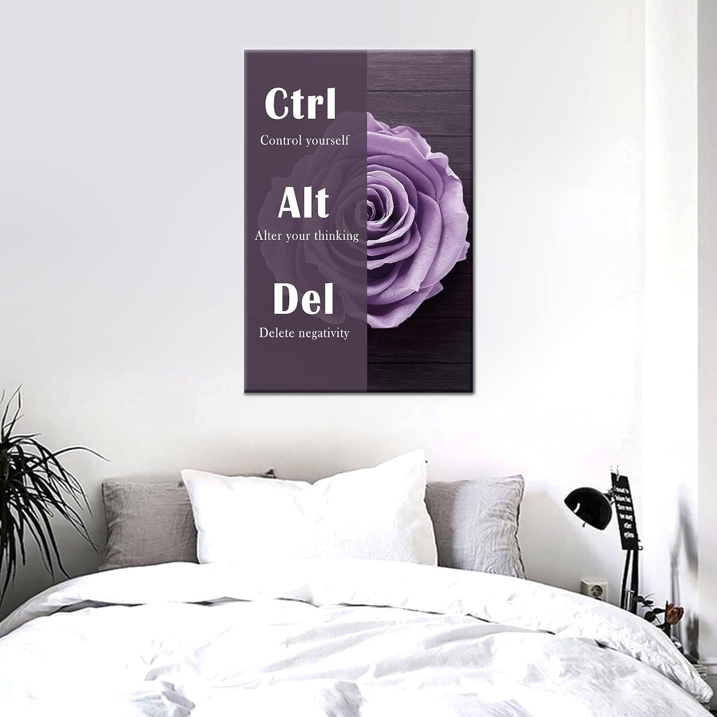 Inspirational Canvas Painting Ctrl Alt Del Word Motivational Wall Art Entrepreneur Quotes Poster Prints Wall Pictures for Home Living Room Home Decor Office Framed Ready to Hang [12''W X 18''H]