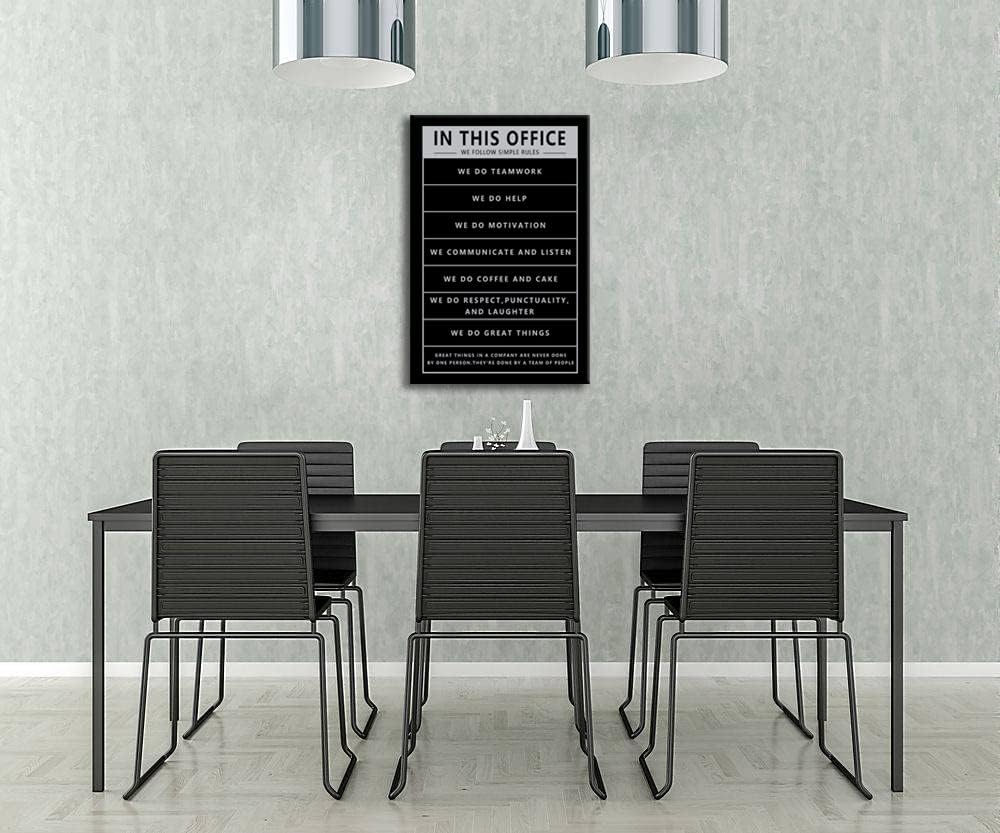 In This Office Inspirational Canvas Wall Art for Office Motivational Entrepreneur Quotes Poster Painting Print Teamwork Office Wall Decor Artwork Living Room Framed Ready to hang[24''W x 36''H]