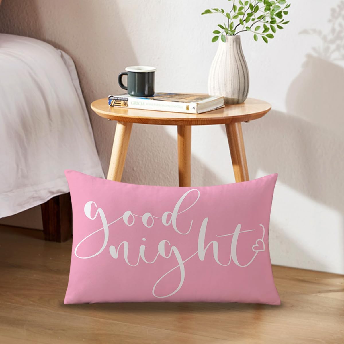 Bedding Decorative Lumbar Pillowcases Sweet Dreams Good Night Cushion Covers Sleep Themed Decorative Throw Pillow Covers 12''x20'',2Pack Super Soft for Bedroom Guest Room Housewarming Gifts (Pink)