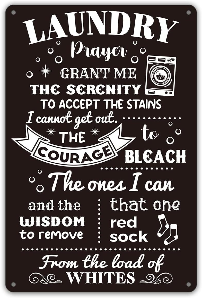 Funny Laundry Room Quote Metal Tin Sign Wall Decor, Laundry Prayer Grant Me the Serenity to Accept Laundry Room Sign for Home Decor Gifts